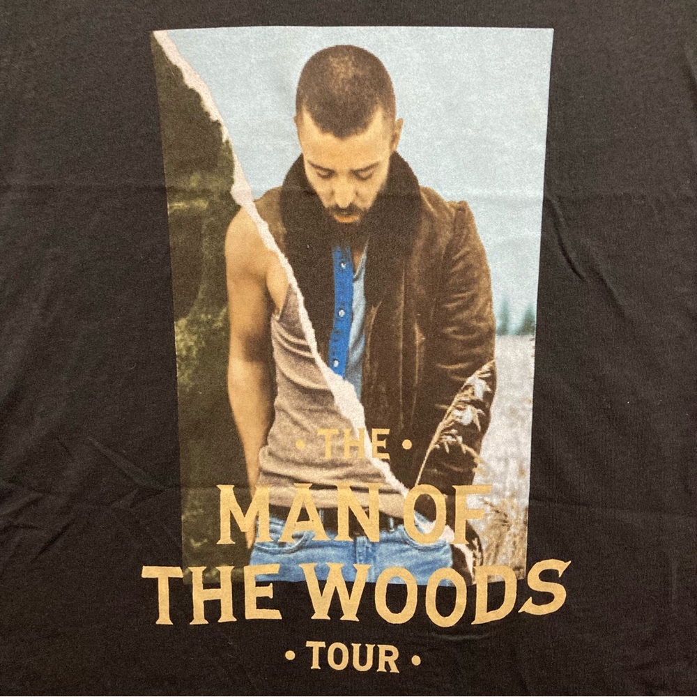 Justin Timberlake THE MAN OF THE WOODS Tour tee w cities on back EUC 3535
